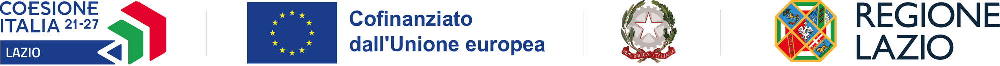 Coesione Italia 21-27 Lazio, Cofinanziato dall'Unione europea, Repubblica Italiana, Regione Lazio